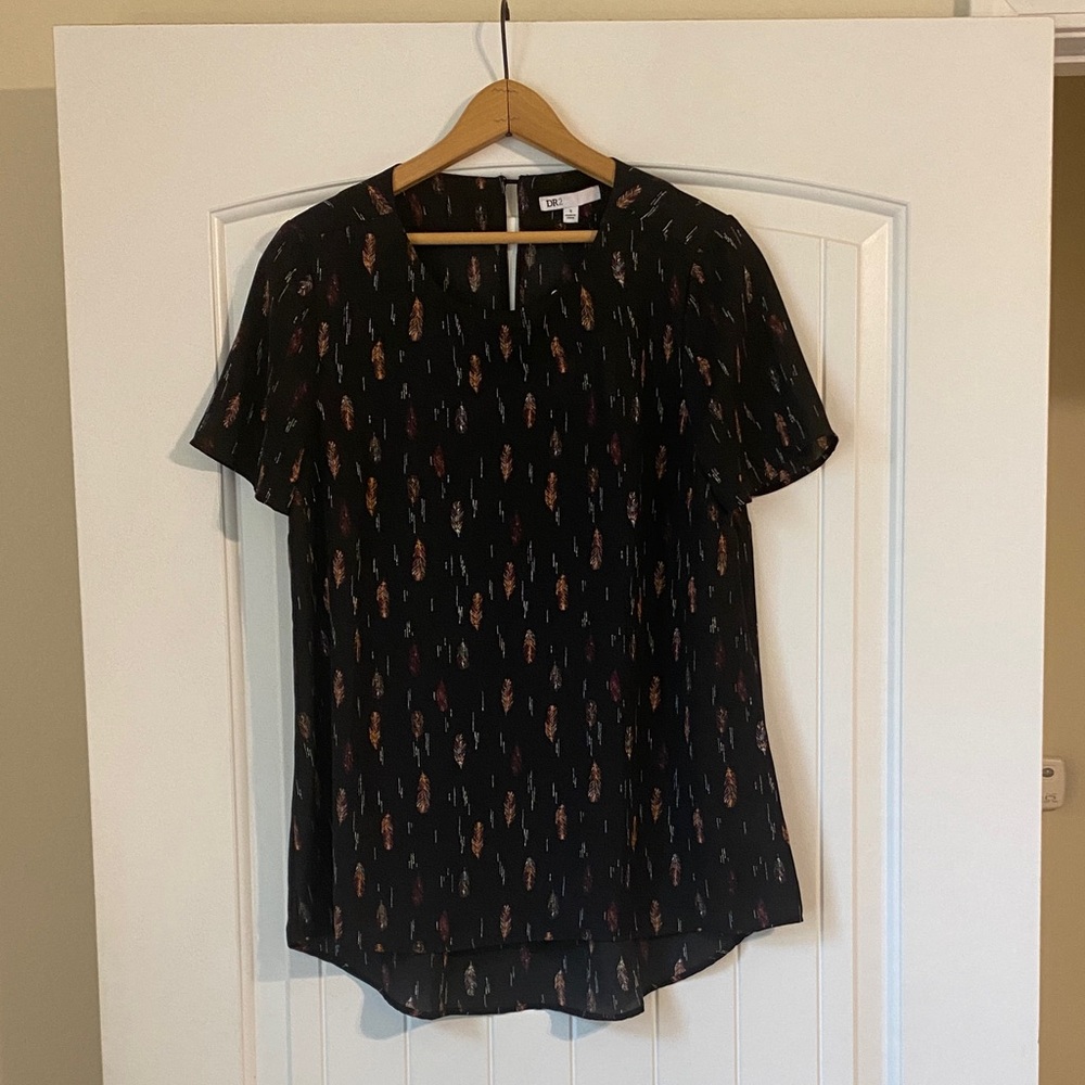 DR2 Black Blouse with Colorful Pattern